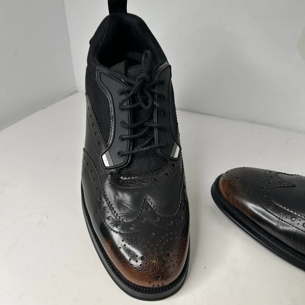 Steve Madden Portor Wing Tip Style Oxford Two Tone Black Brown Mens 10.5 EUC‎